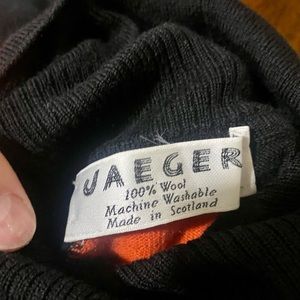Vintage Jaeger colorful Black Checker Print turtleneck  Size L 100% Wool